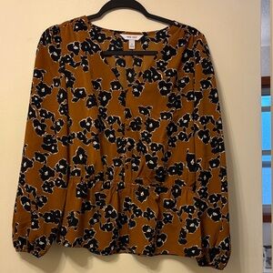 Nine West Black and Brown Floral Blouse